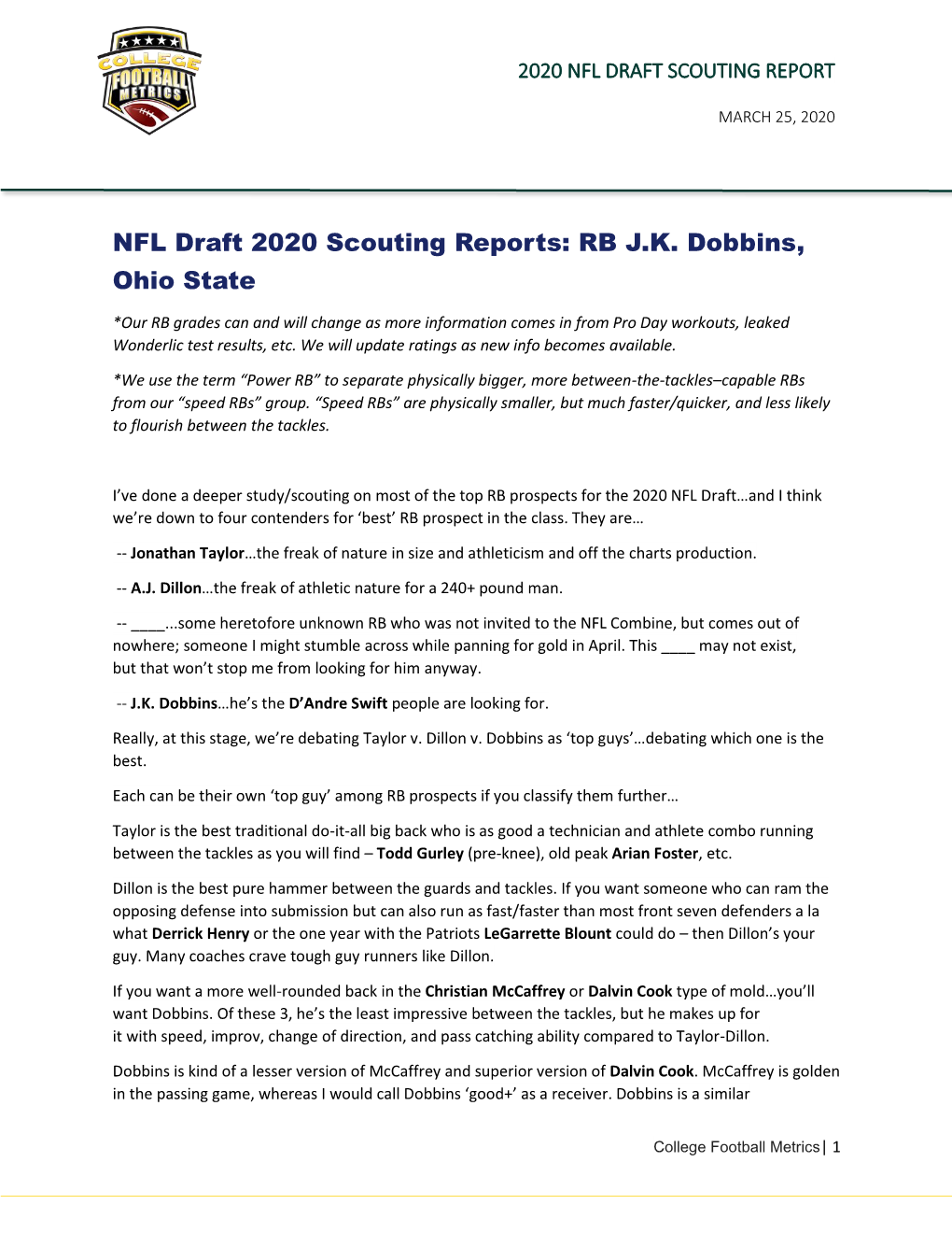 NFL Draft 2020 Scouting Reports: RB J.K. Dobbins, Ohio State