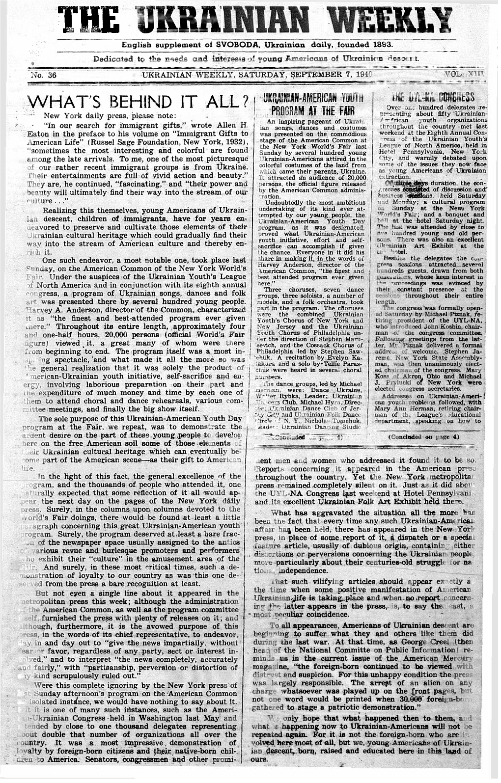 The Ukrainian Weekly 1940