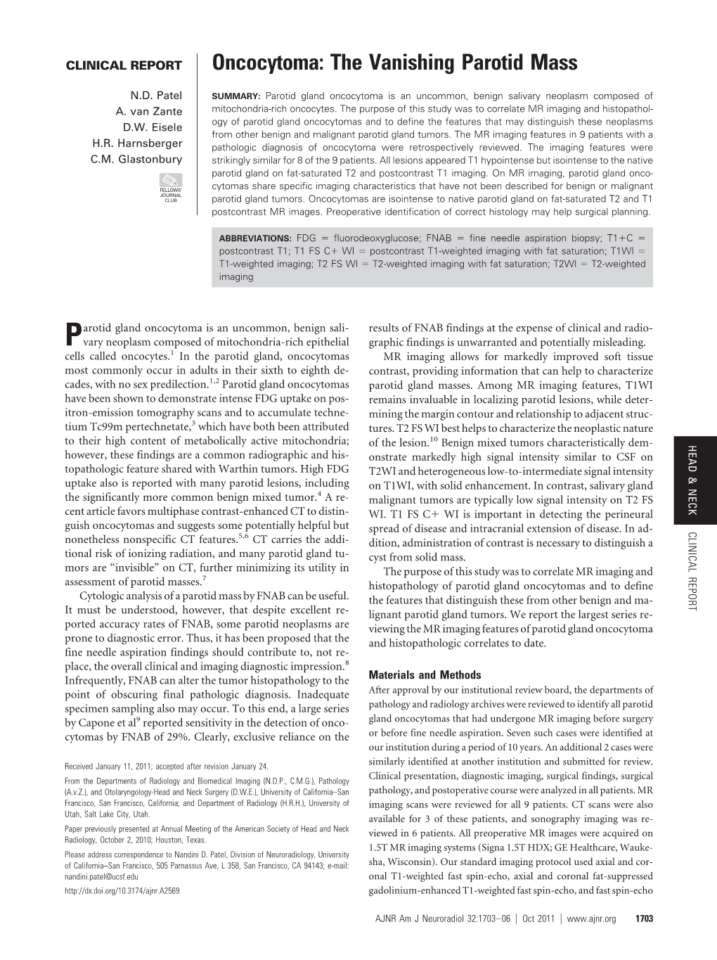 Oncocytoma: the Vanishing Parotid Mass