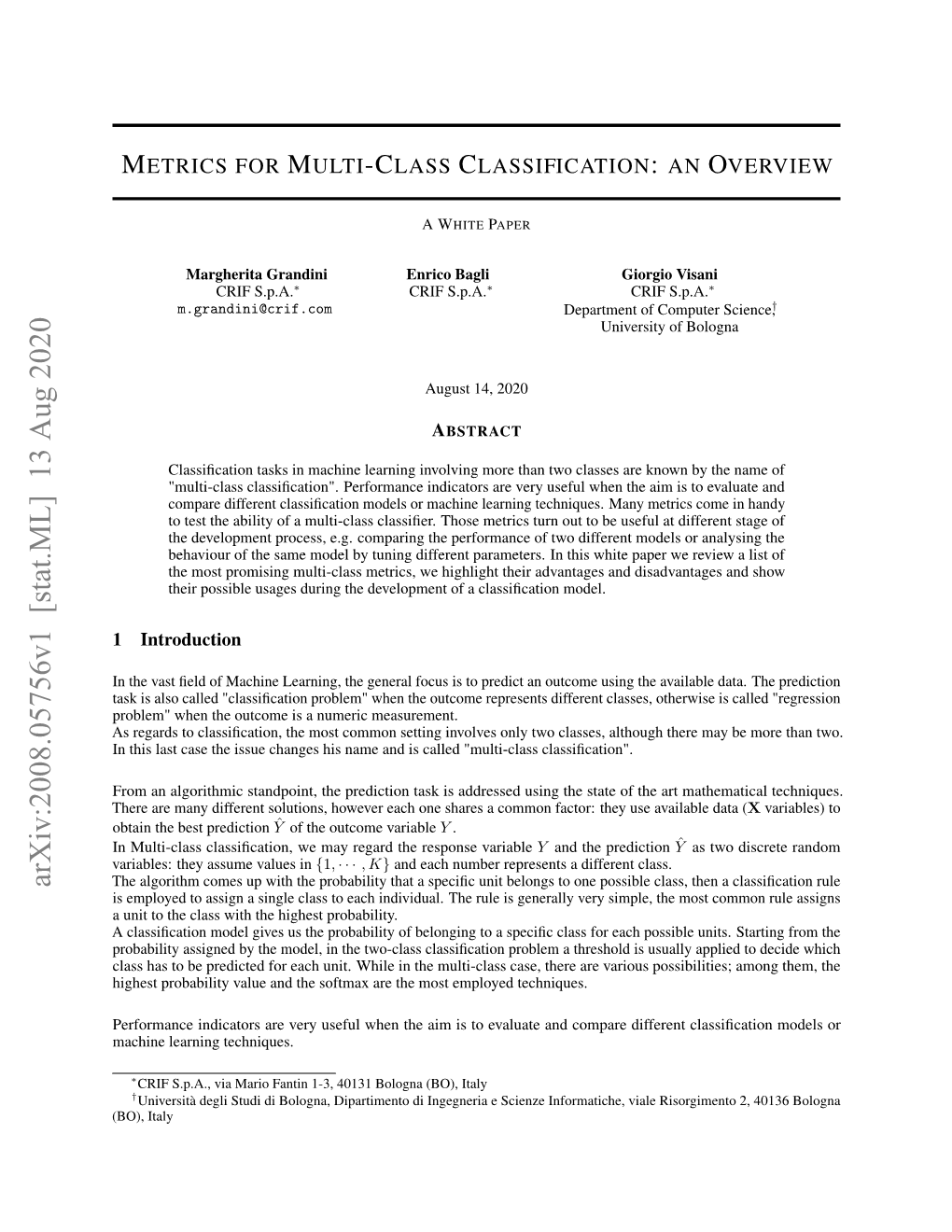 Metrics for Multi-Class Classification: an Overview