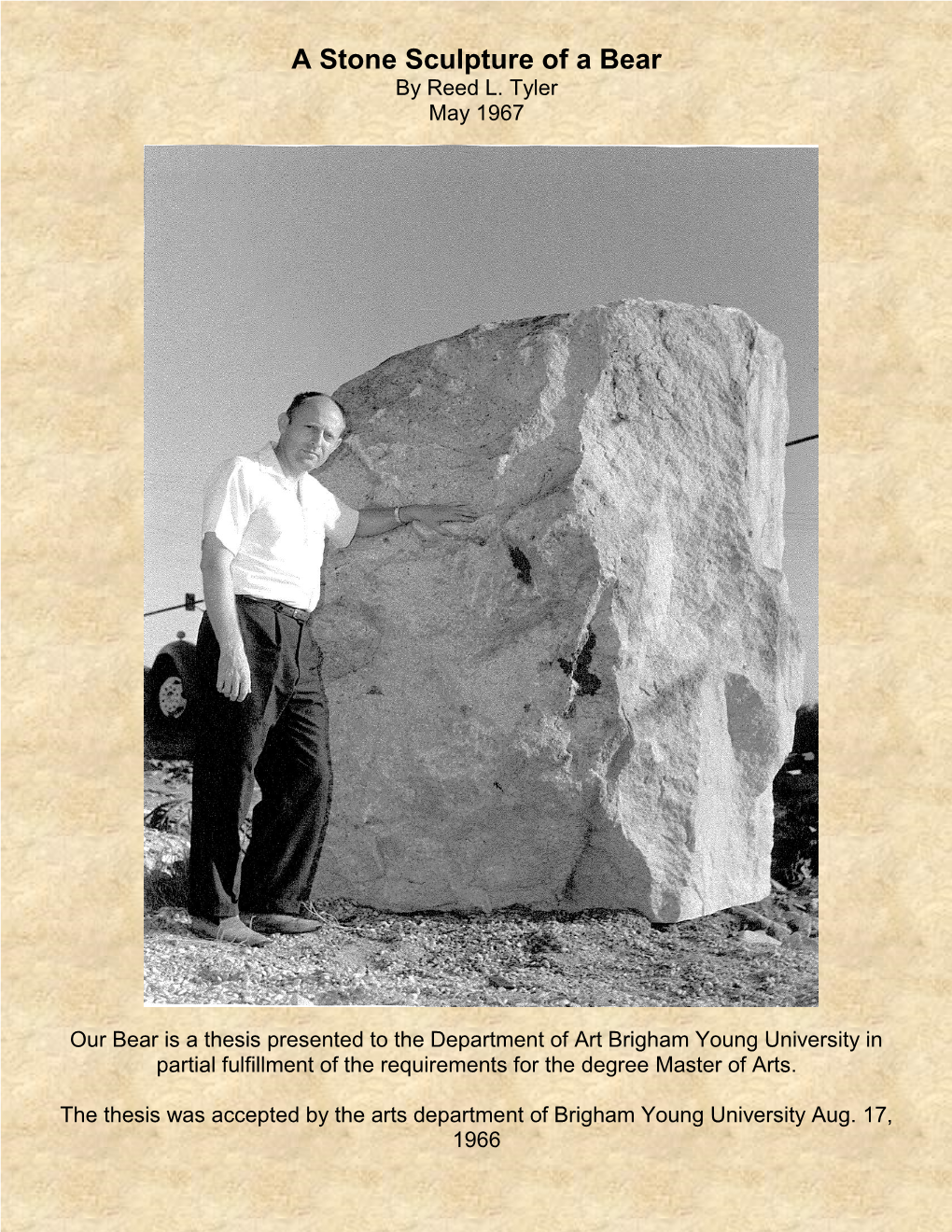 A Stone Sculpture of a Bear by Reed L