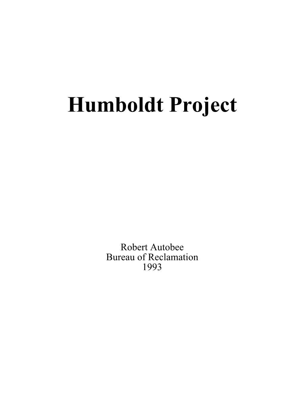 Humboldt Project, Nevada,