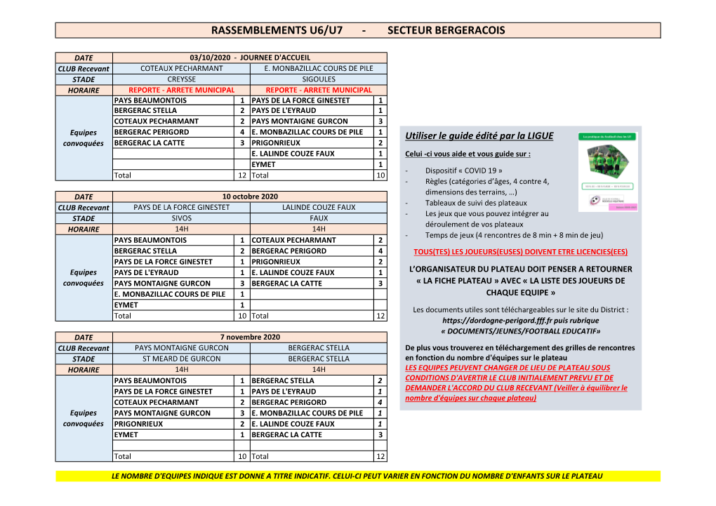 Rassemblements U7