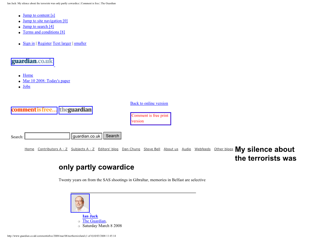 Ian Jack: My Silence About the Terrorists Was Only Partly Cowardice | Comment Is Free | the Guardian