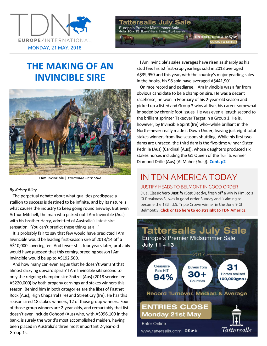 The Making of an Invincible Sire Cont