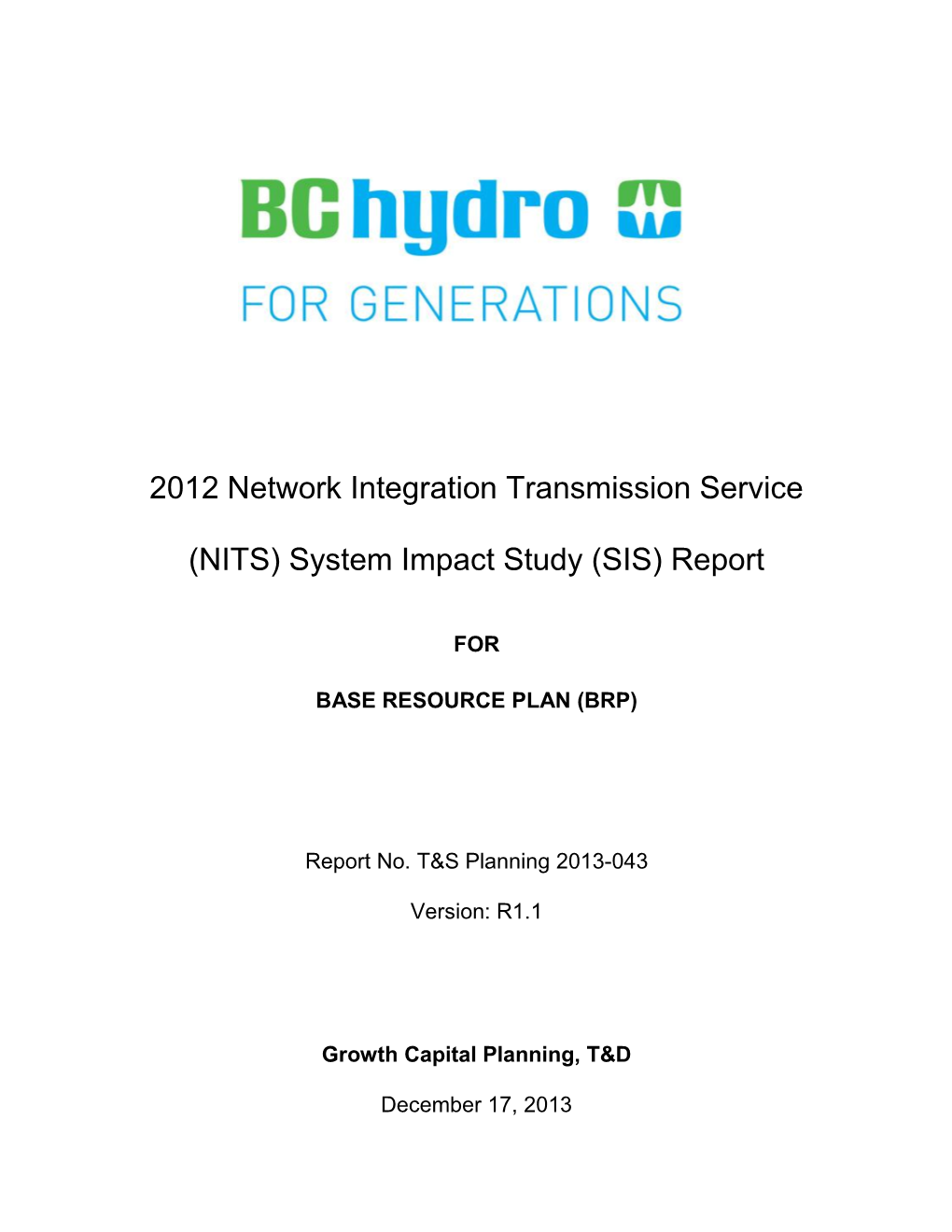 System Impact Study (SIS) Report