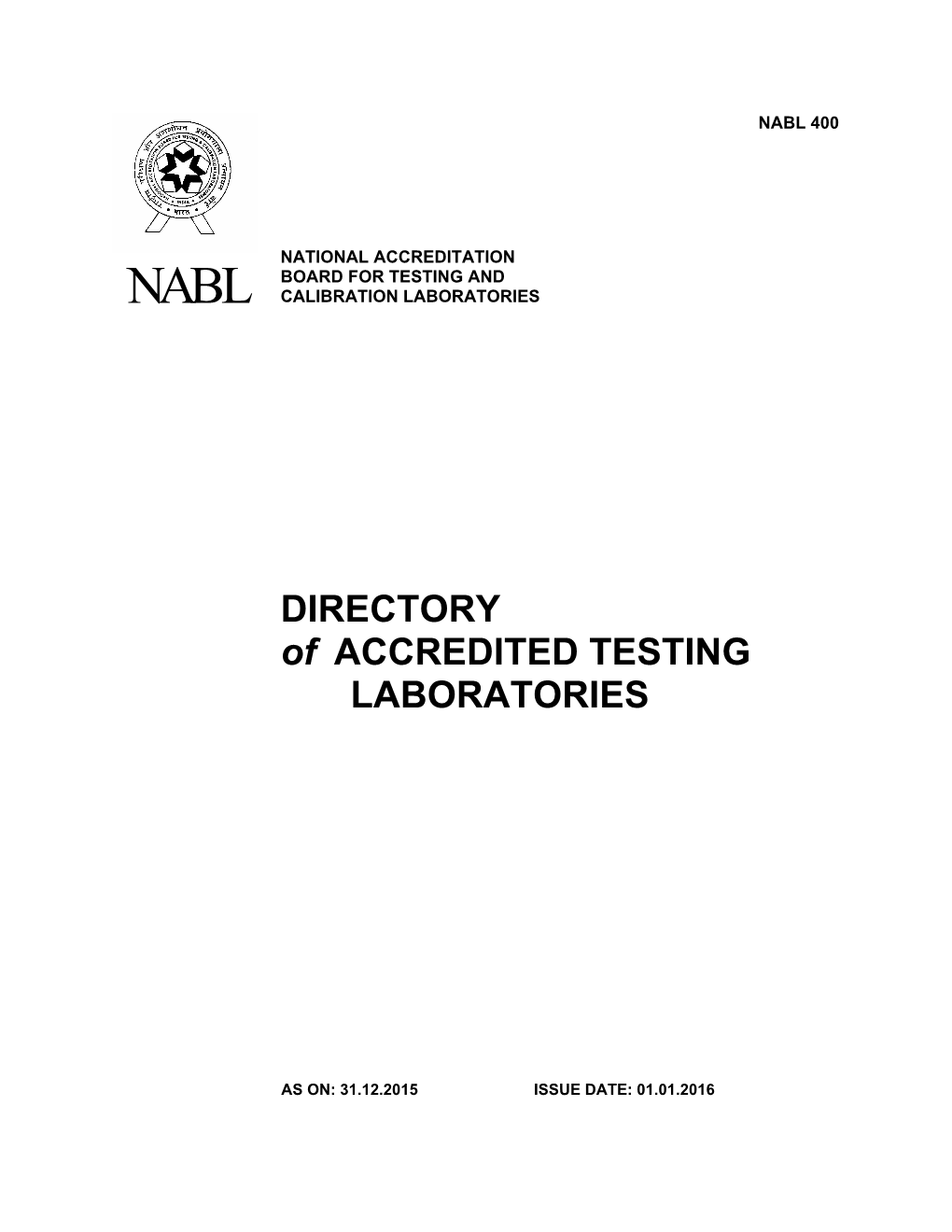 DIRECTORY of ACCREDITED TESTING LABORATORIES