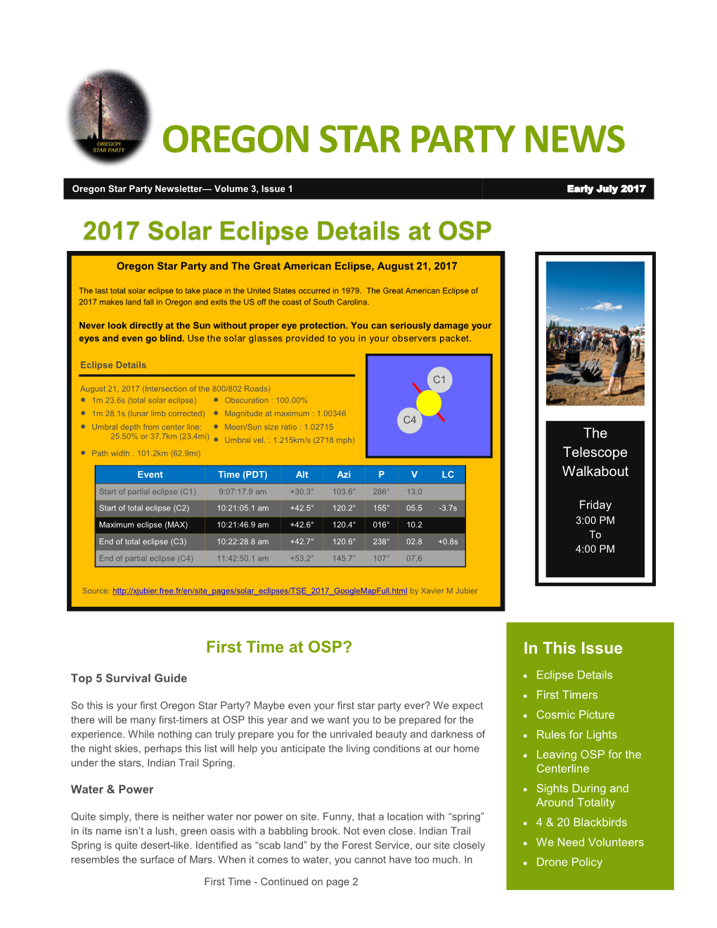 Oregon Star Party News