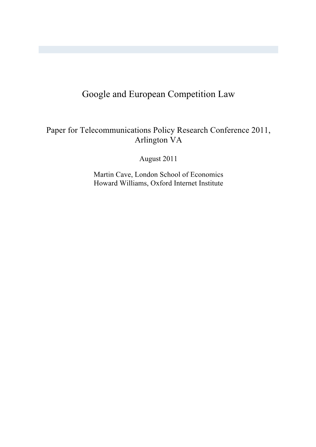 Google and European Competition Law