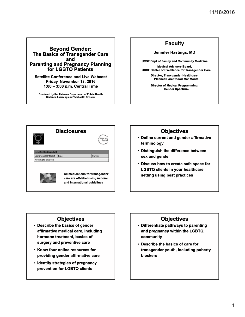 Beyond Gender: the Basics of Transgender Care Jennifer Hastings, MD