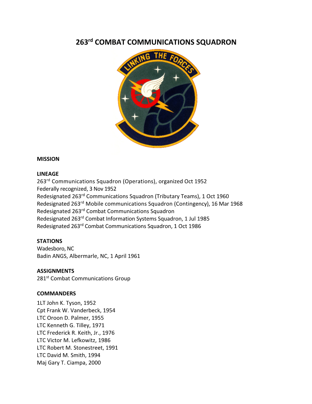 263Rd COMBAT COMMUNICATIONS SQUADRON