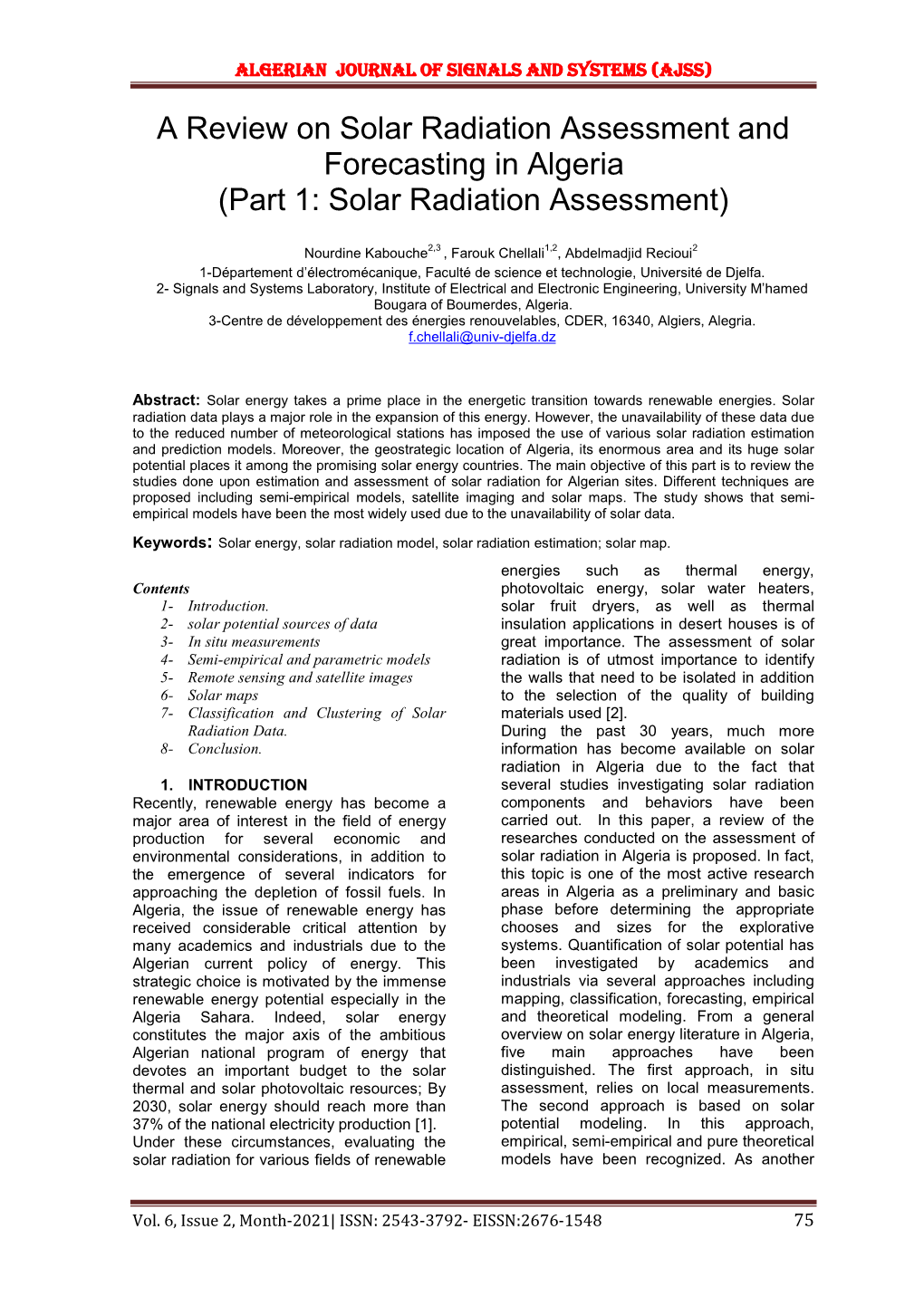 Part 1: Solar Radiation Assessment)