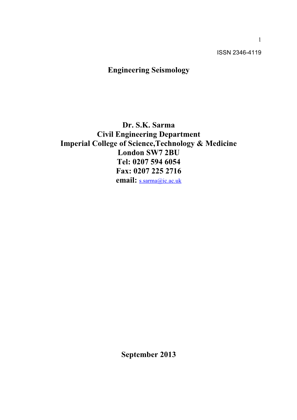 Engineering Seismology