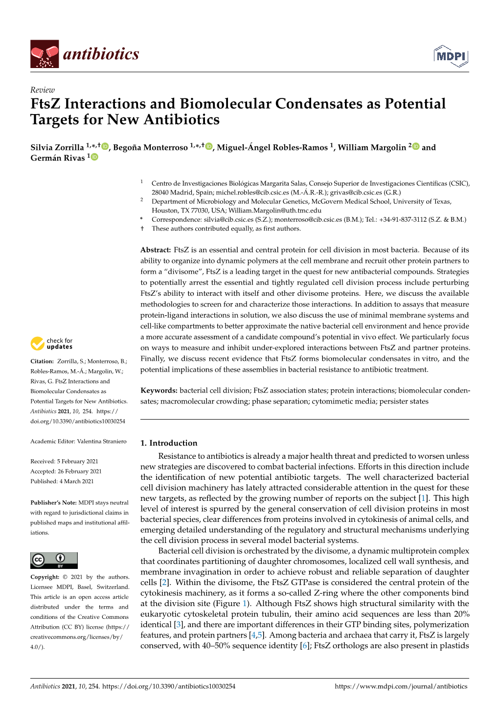 Ftsz Interactions and Biomolecular Condensates As Potential Targets for New Antibiotics