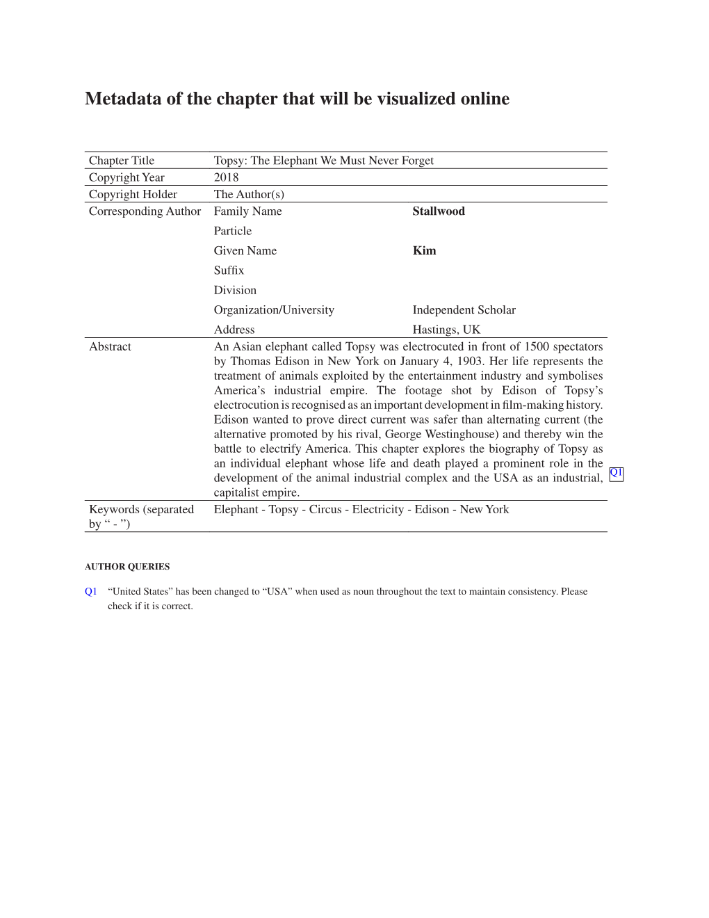 Metadata of the Chapter That Will Be Visualized Online