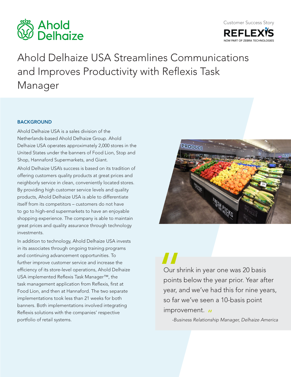 Ahold Delhaize USA Streamlines Communications and Improves Productivity with Reflexis Task Manager