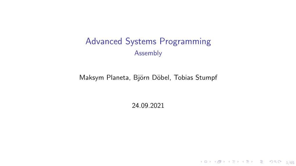 Advanced Systems Programming Assembly