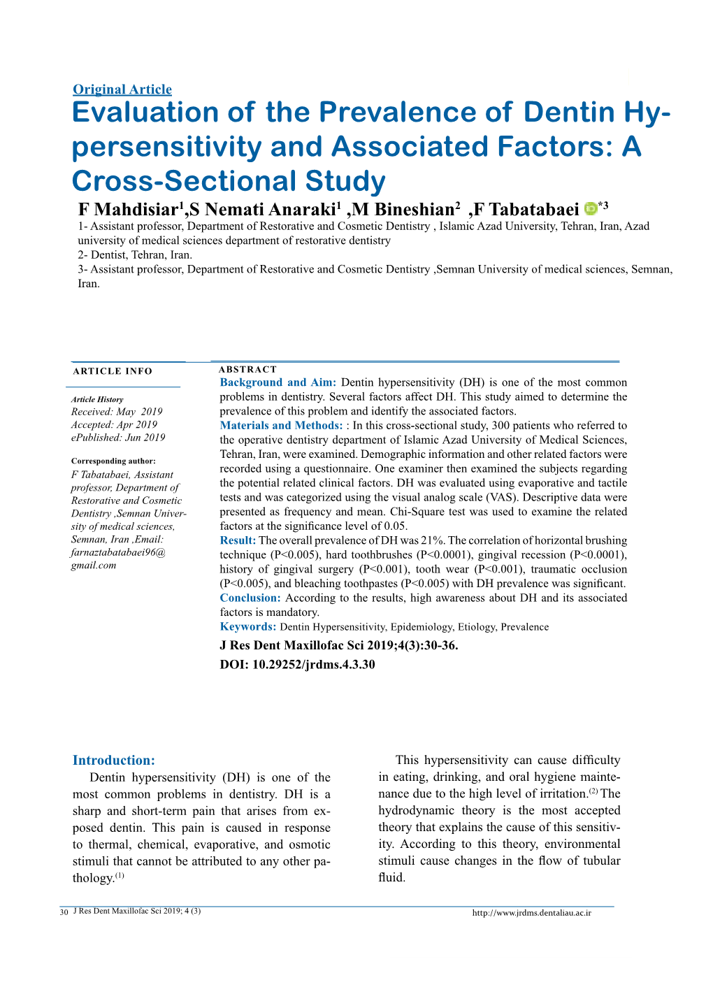 A Cross-Sectional Study