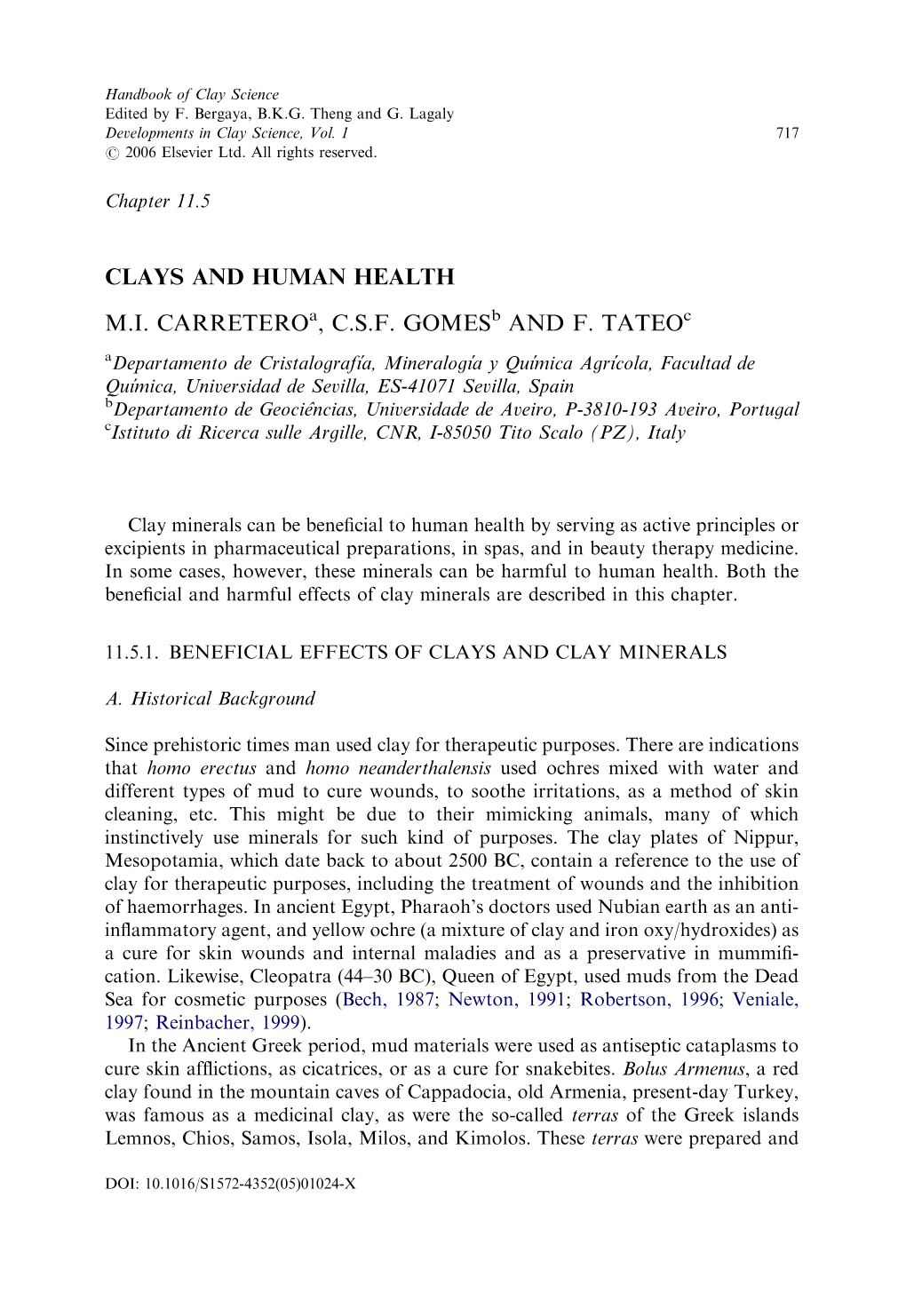 CLAYS and HUMAN HEALTH M.I. Carreteroa, C.S.F. Gomesb