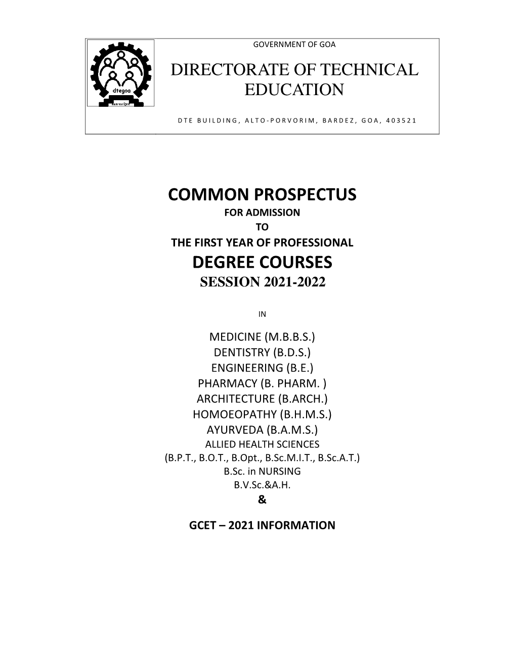 Common Prospectus Degree Courses