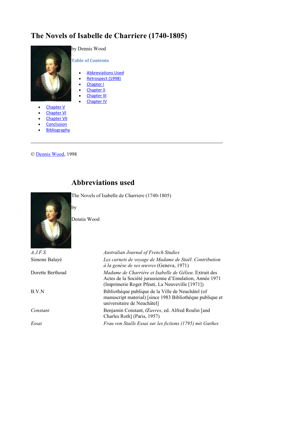 The Novels of Isabelle De Charriere (1740-1805)