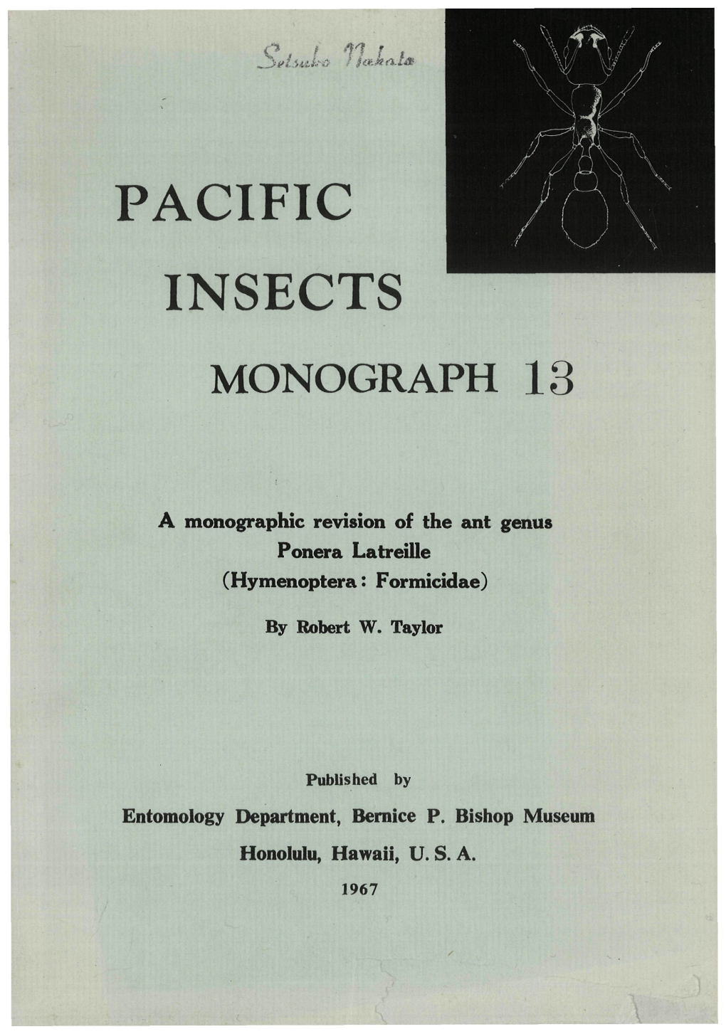 PACIFIC INSECTS Xwyf 13
