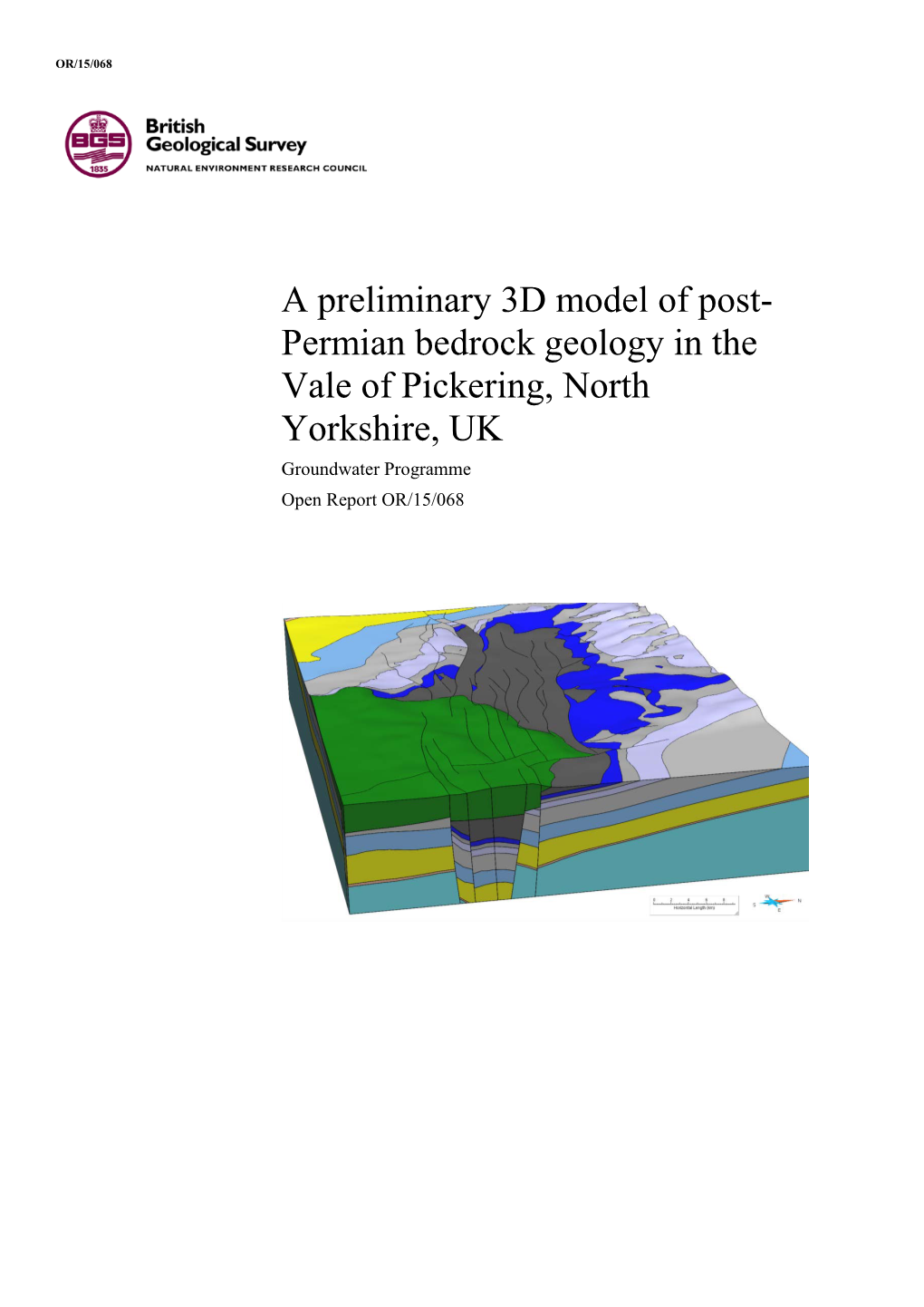 A Preliminary 3D Model of Post-Permian Bedrock Geology in the Vale of Pickering, North Yorkshire, UK