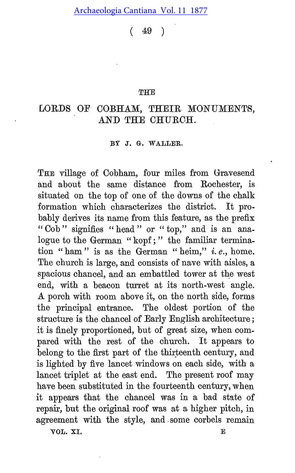 The Lords of Cobham, Their Monuments and the Church