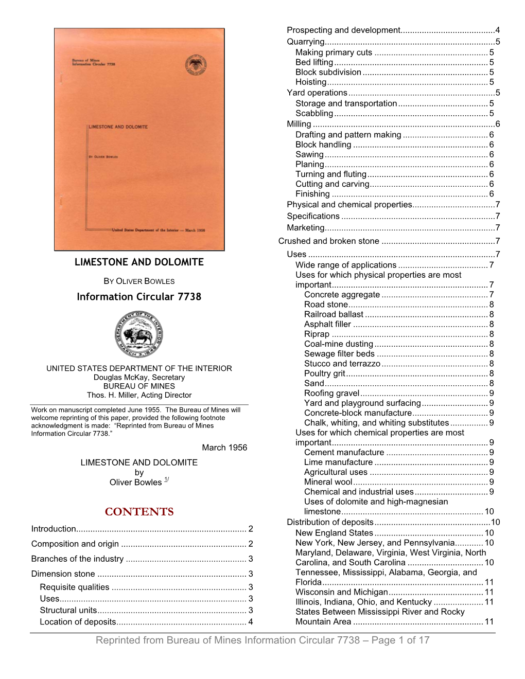 CONTENTS Limestone