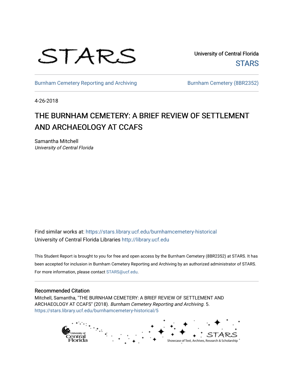 The Burnham Cemetery: a Brief Review of Settlement and Archaeology at Ccafs