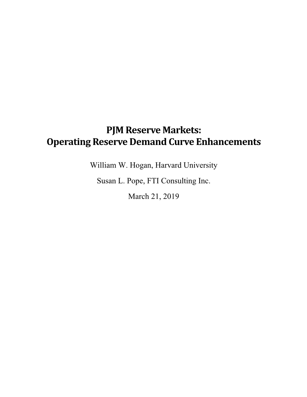 PJM Reserve Markets: Operating Reserve Demand Curve Enhancements