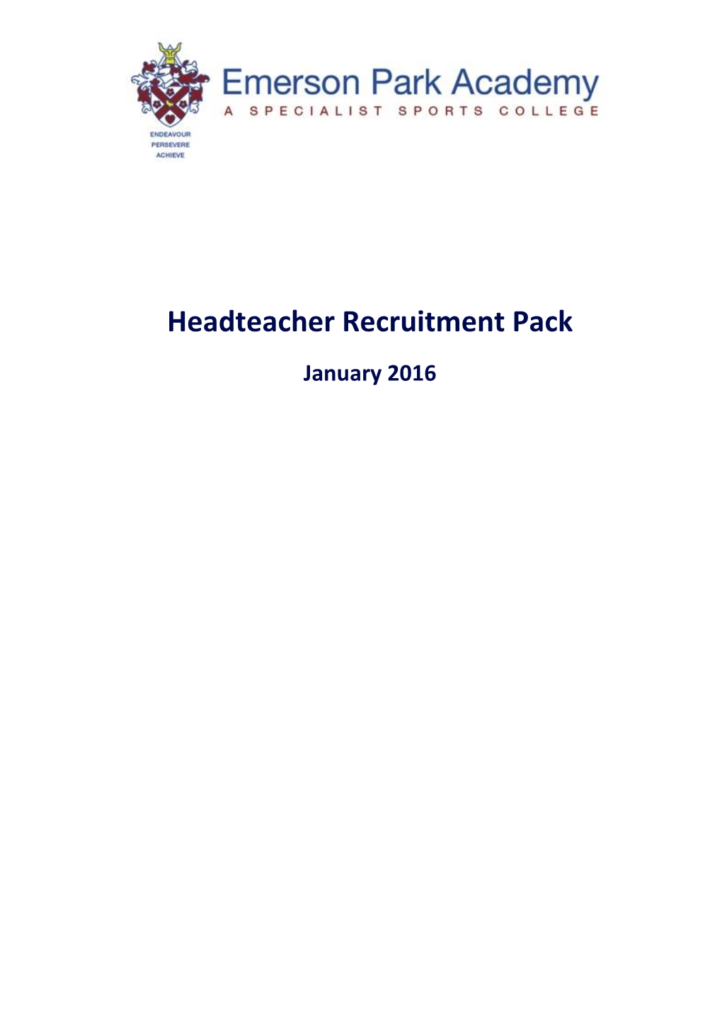 Headteacher Recruitment Pack January 2016
