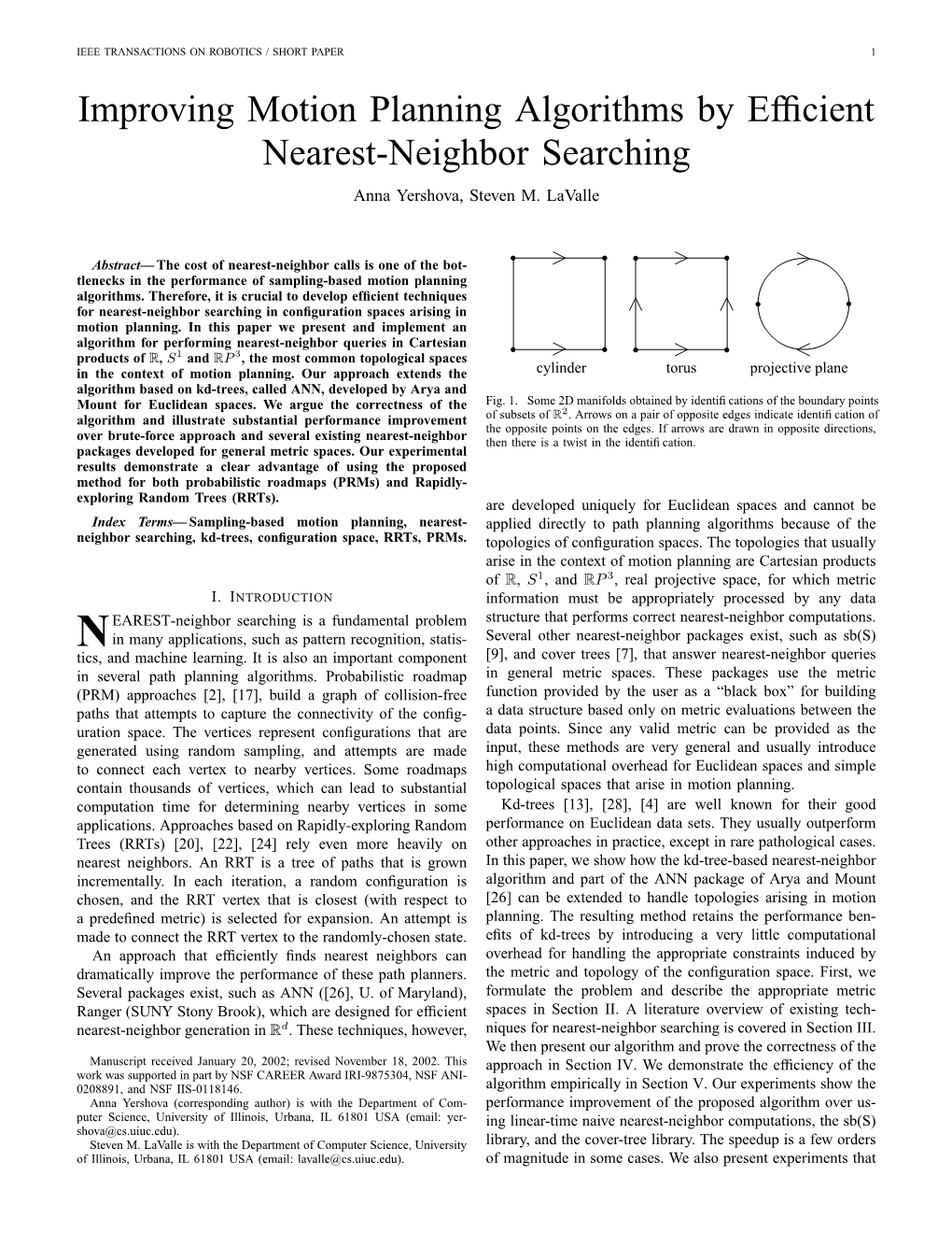 Improving Motion Planning Algorithms by Efficient Nearest-Neighbor