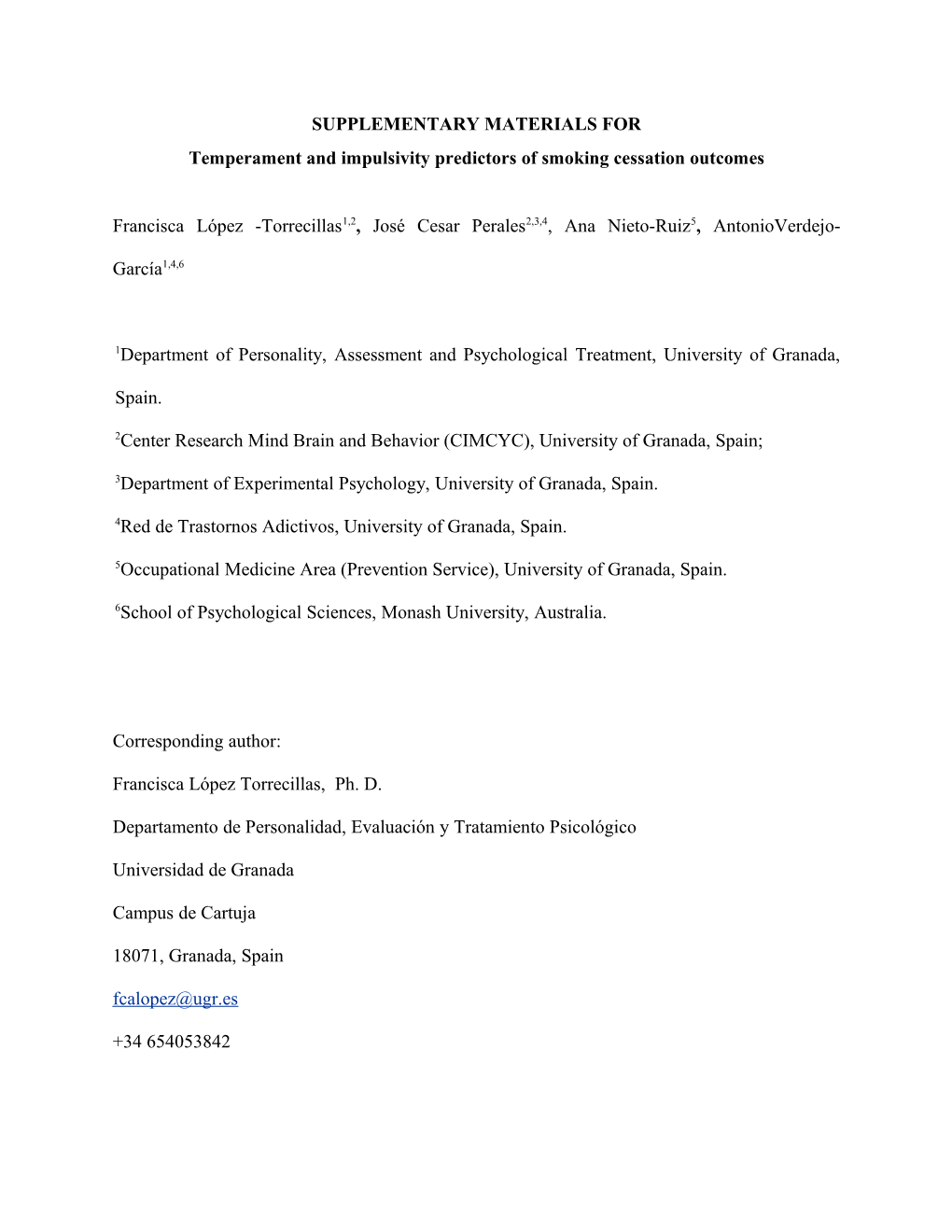 Temperament and Impulsivity Predictors of Smoking Cessation Outcomes