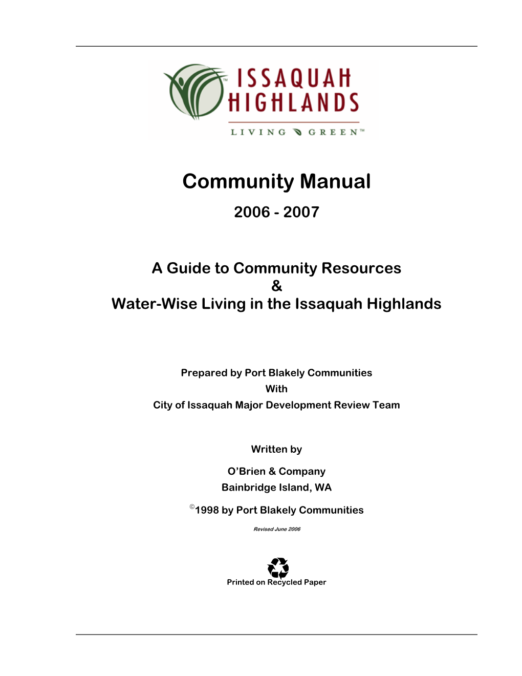 Community Manual 2006 - 2007