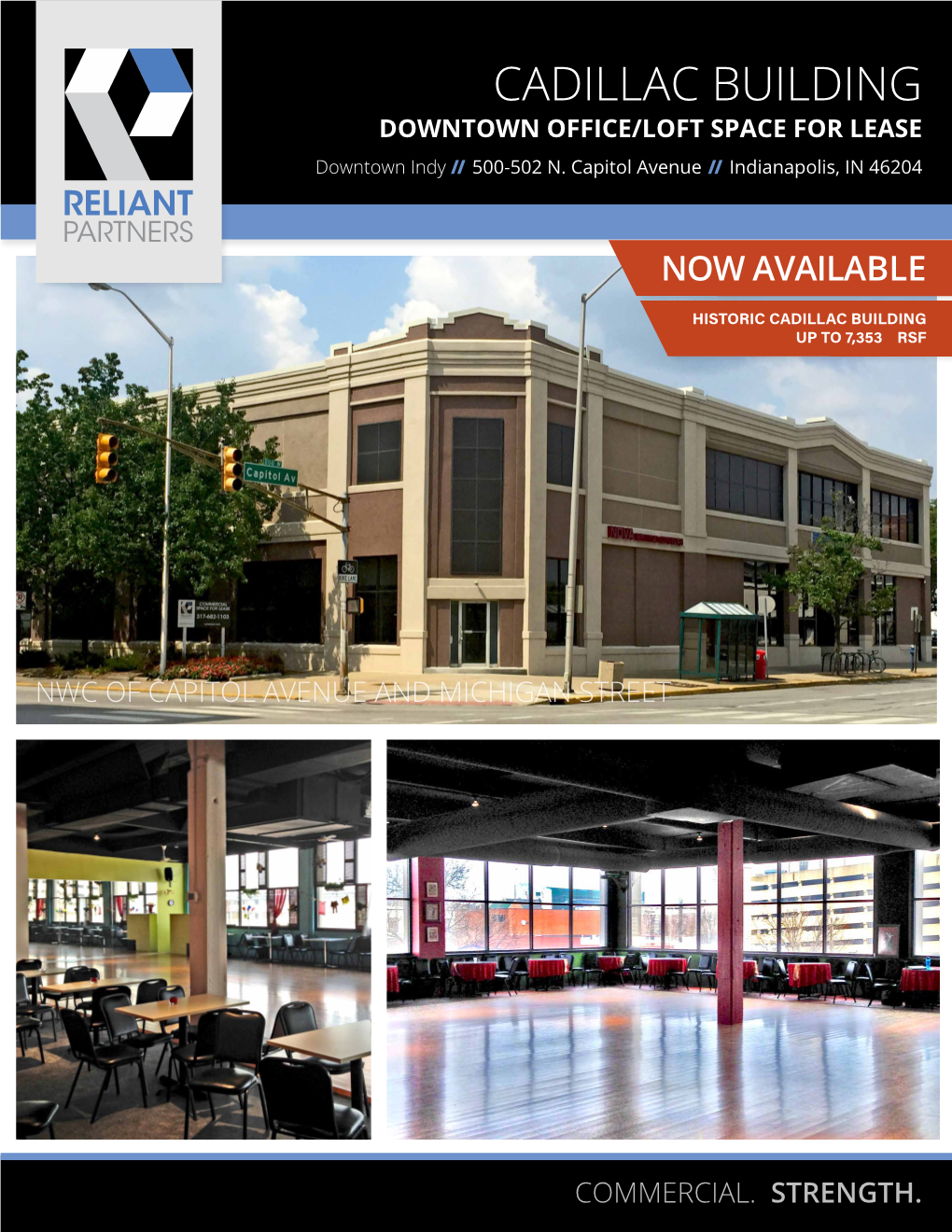 CADILLAC BUILDING DOWNTOWN OFFICE/LOFT SPACE for LEASE Downtown Indy // 500-502 N