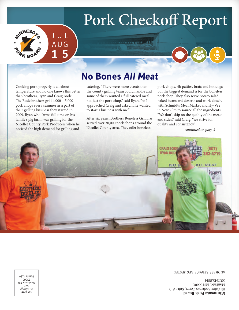 Pork Checkoff Report Checkoff Pork MN PORK CALENDAR Lessons Learned from HPAI Written By: Dr