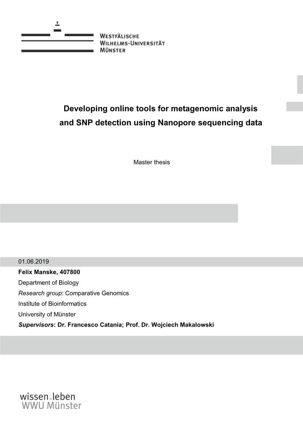 Developing Online Tools for Metagenomic Analysis and SNP Detection Using Nanopore Sequencing Data