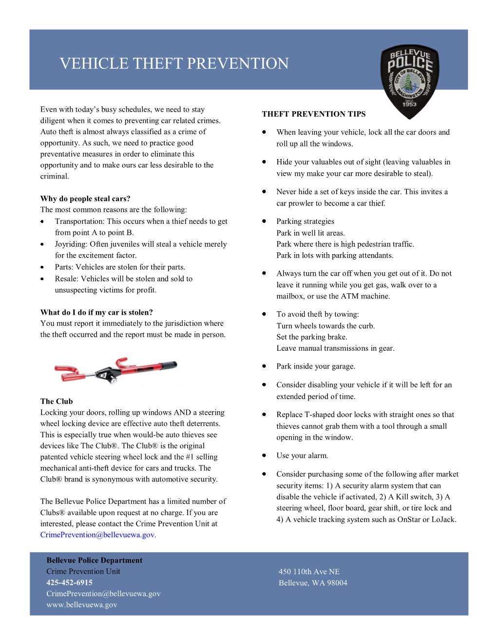 Vehicle Theft Prevention