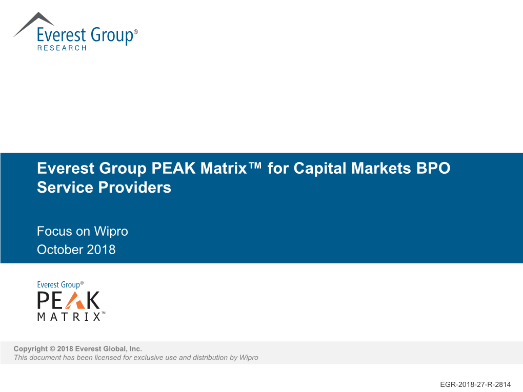 Everest Group PEAK Matrix™ for Capital Markets BPO Service Providers