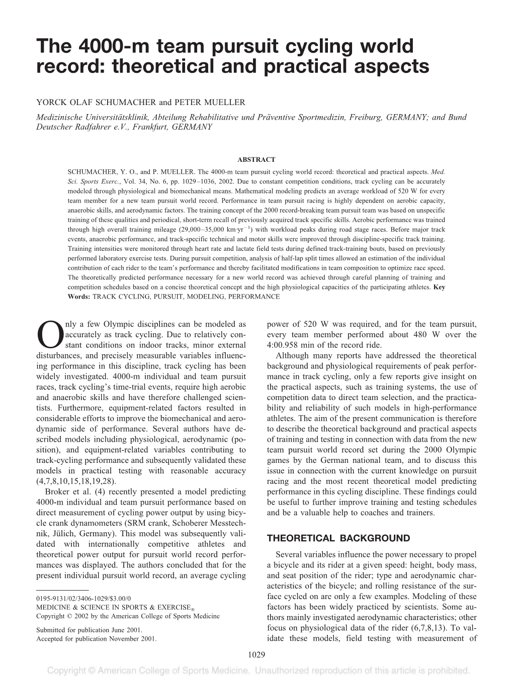 The 4000-M Team Pursuit Cycling World Record: Theoretical and Practical Aspects