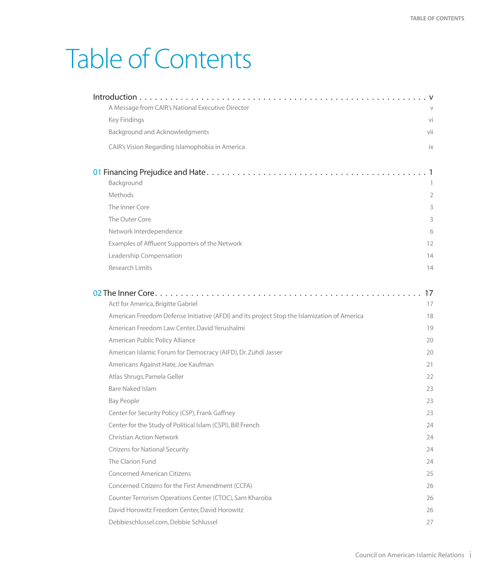 TABLE of CONTENTS Table of Contents