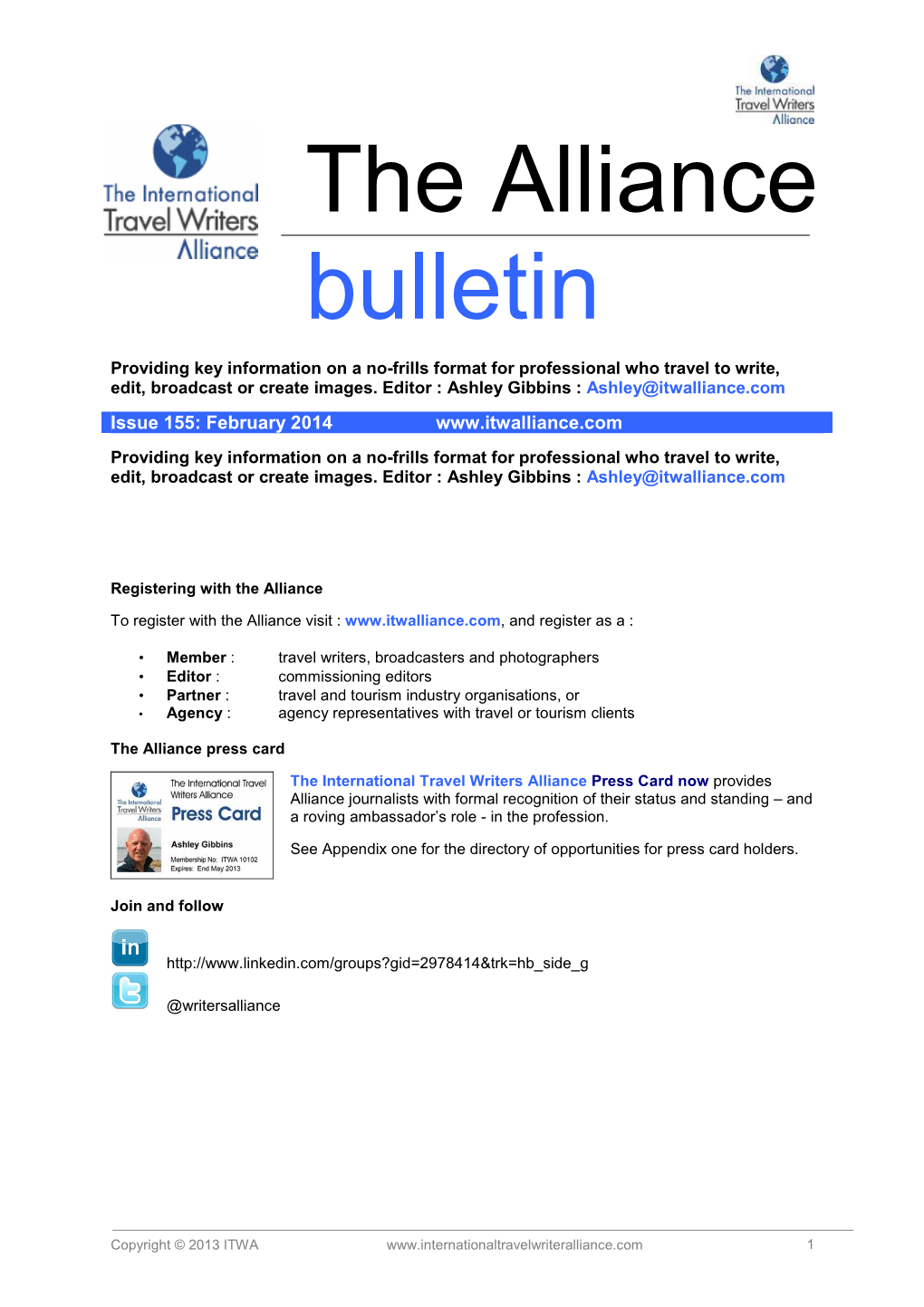 Alliance Bulletin February 2014