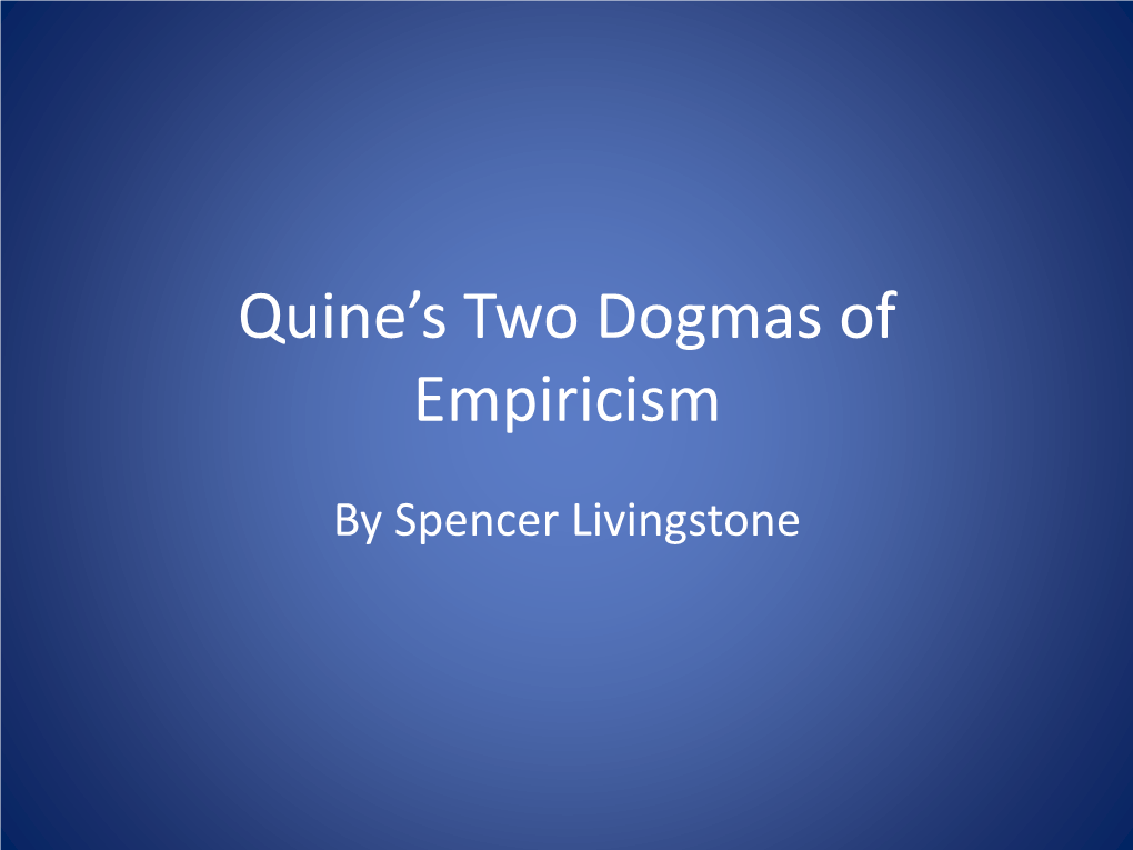 Quine's Two Dogmas of Empiricism