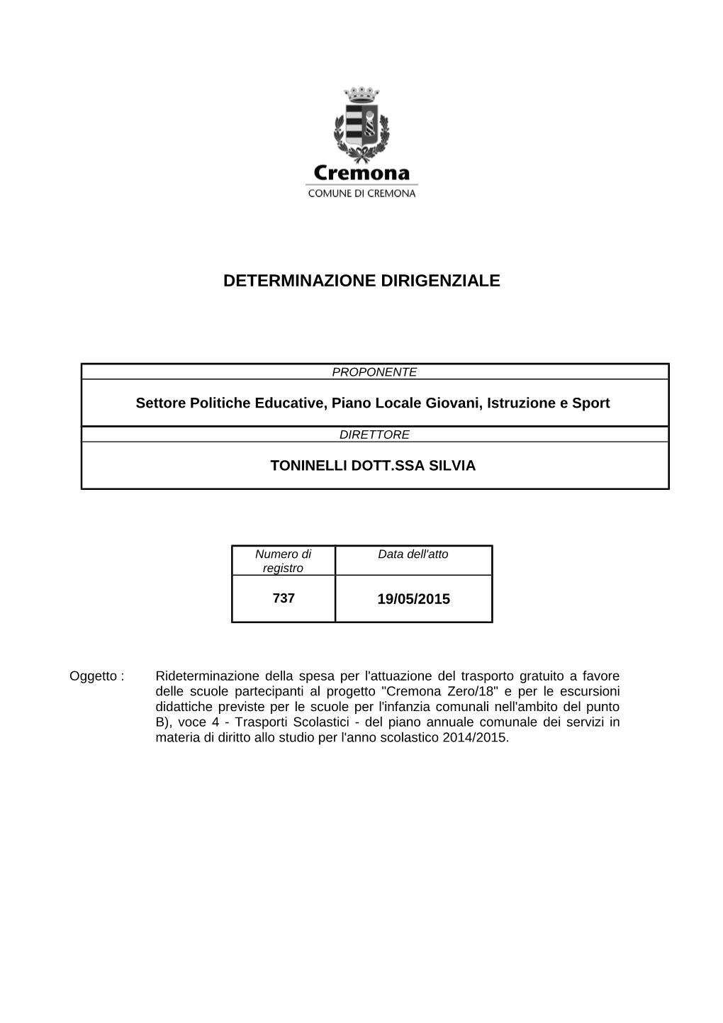 Determinazione Dirigenziale