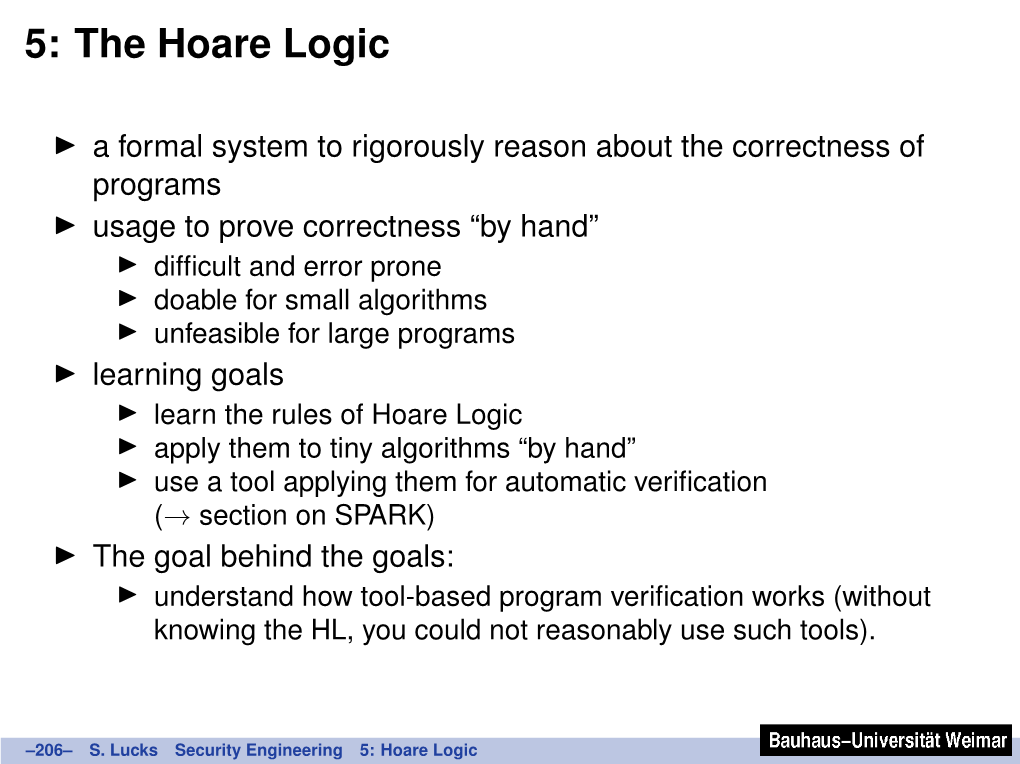 5: the Hoare Logic