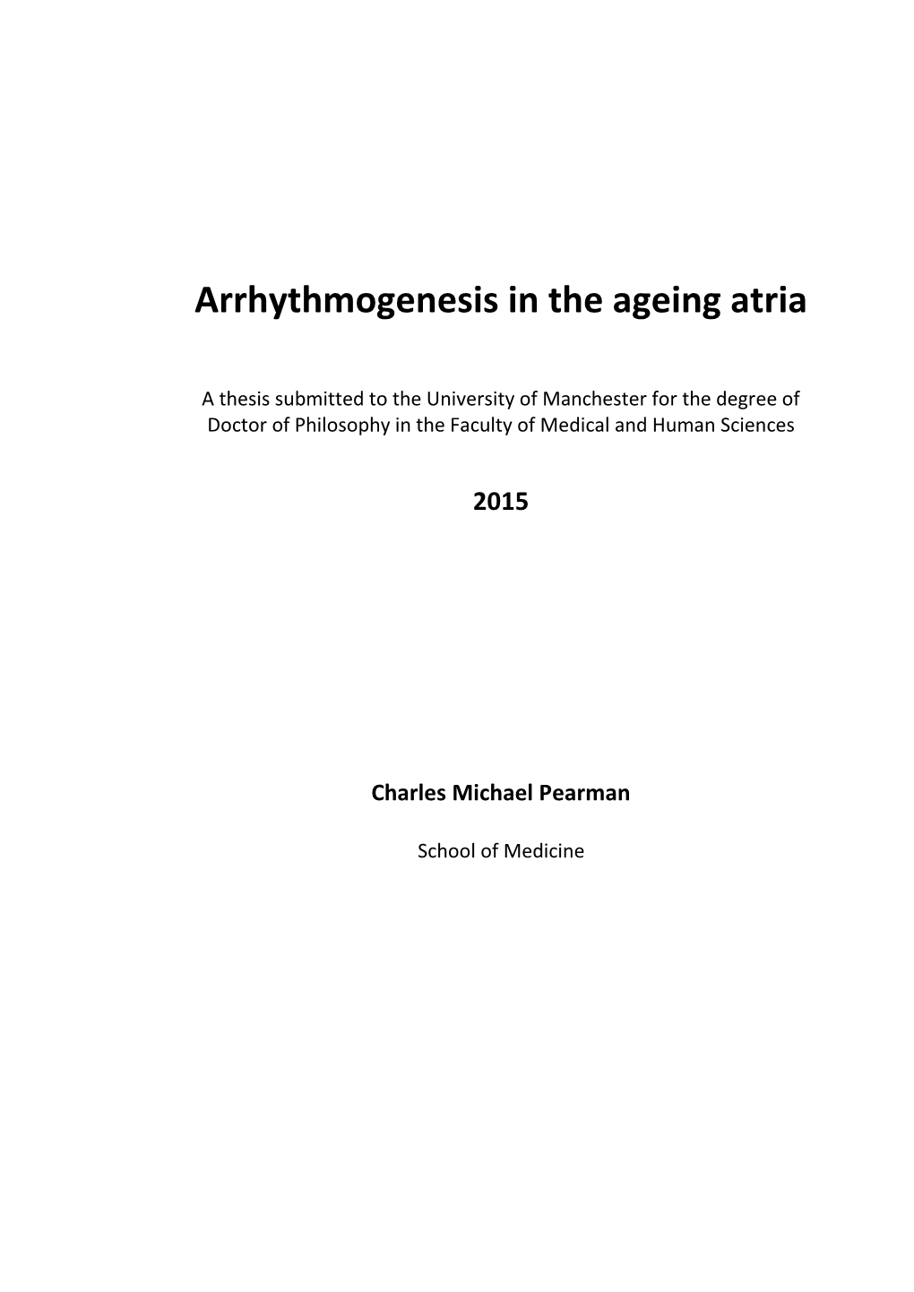 Arrhythmogenesis in the Ageing Atria