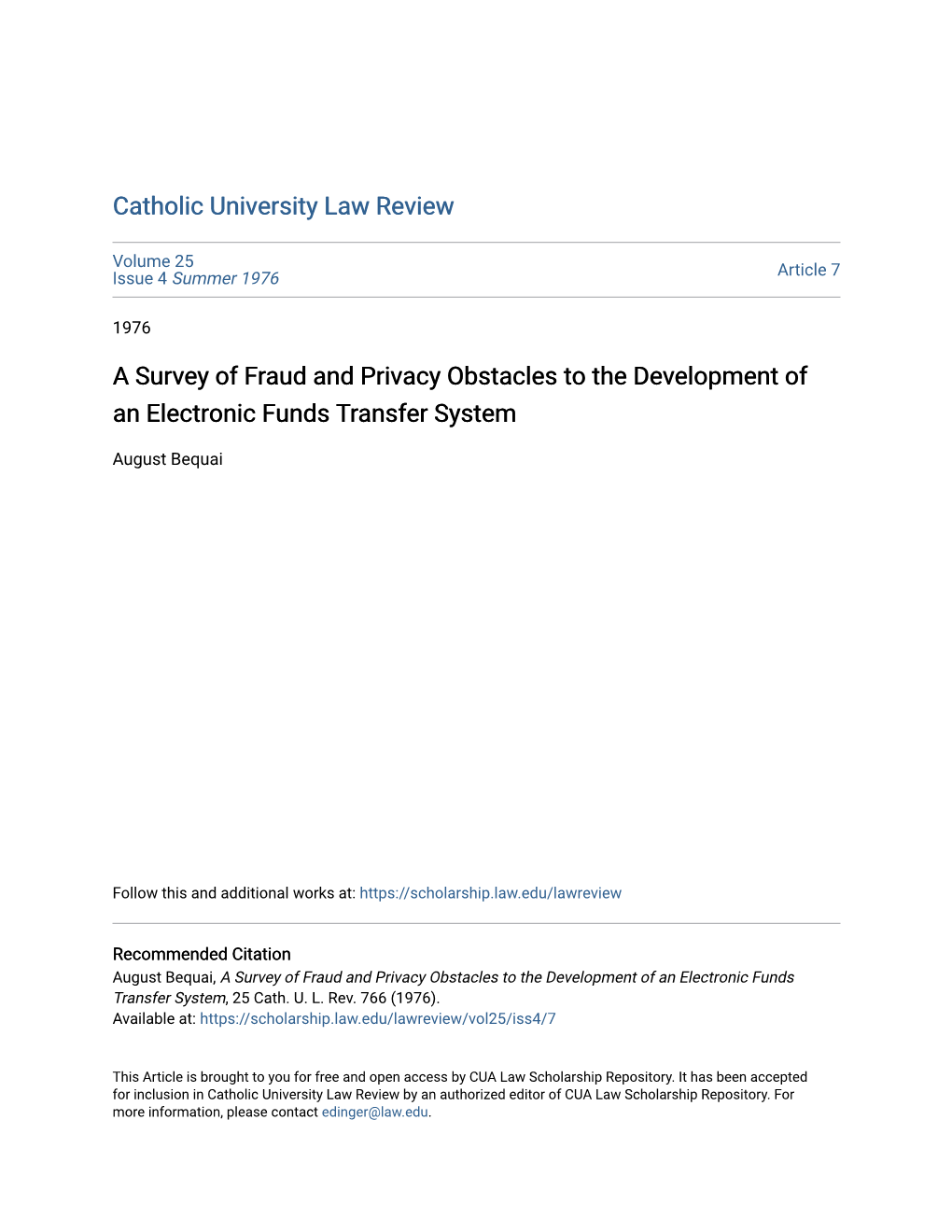 A Survey of Fraud and Privacy Obstacles to the Development of an Electronic Funds Transfer System