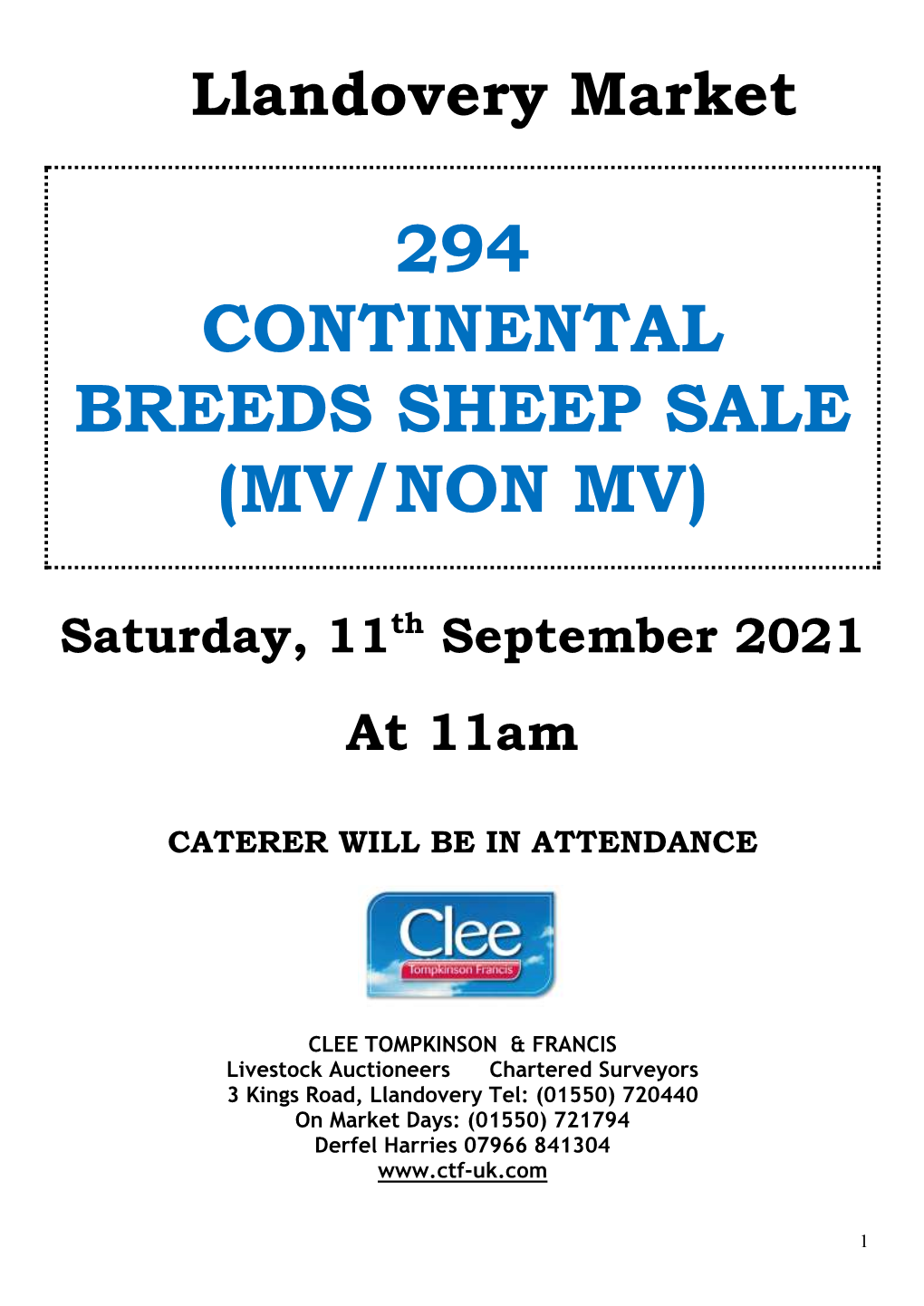 294 Continental Breeds Sheep Sale (Mv/Non Mv)