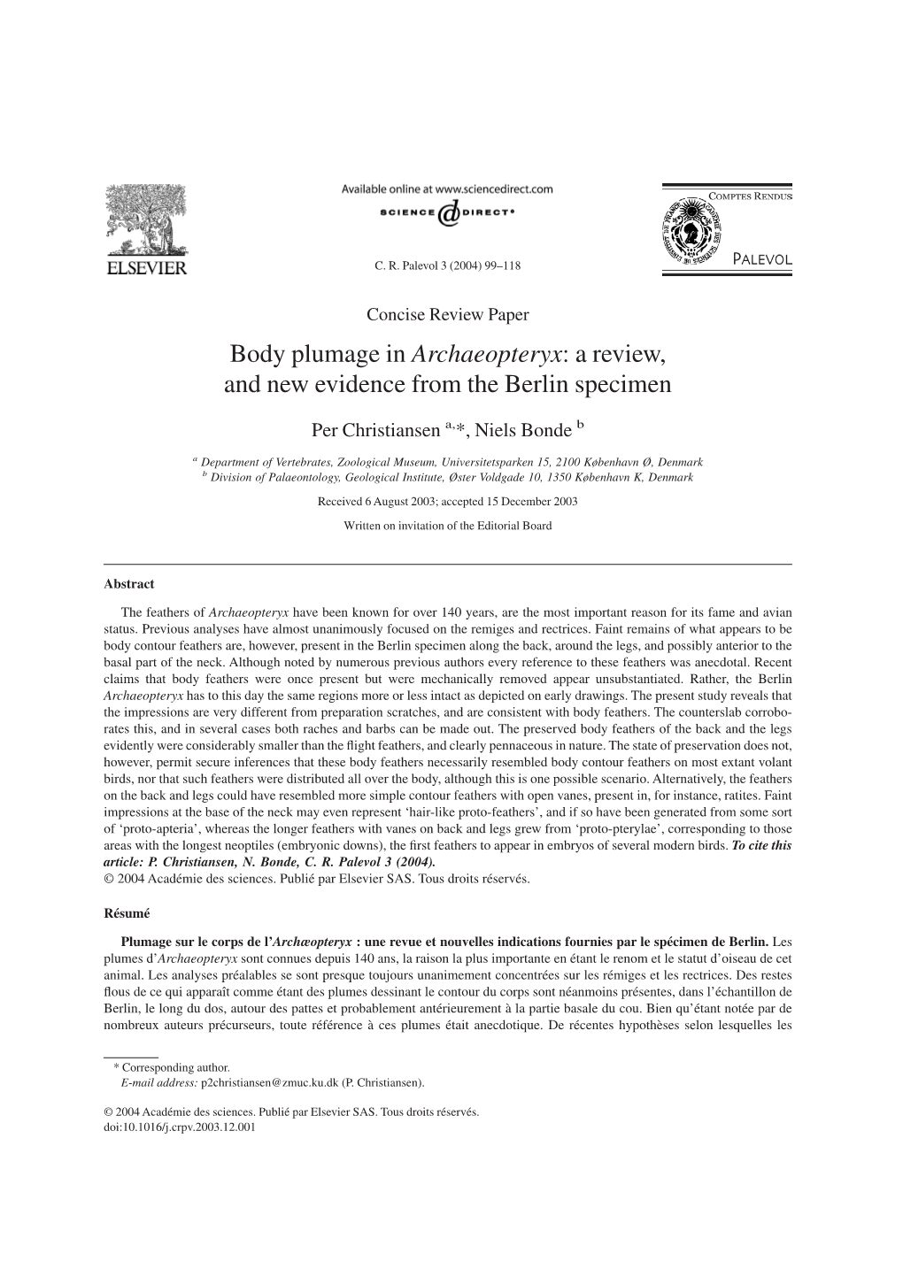 Archaeopteryx:Areview, and New Evidence from the Berlin Specimen